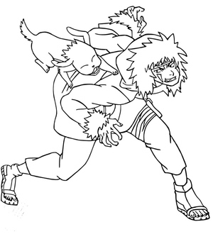 Akamaru e Kiba do clã Inuzuka