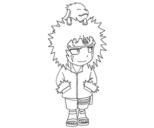 Página para Colorir Kiba o Chibi Inuzuka
