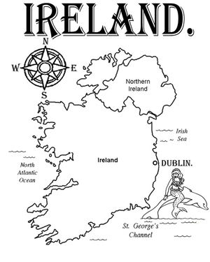 Página para Colorir Mapa da Irlanda