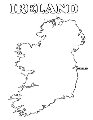 Página para Colorir Mapa da Irlanda para Imprimir