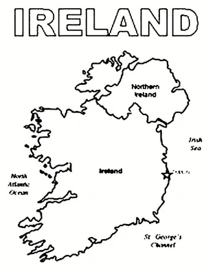 Página para Colorir Mapa Irlandês para Imprimir