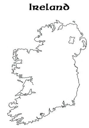 Página para Colorir Mapa Imprimível da Irlanda