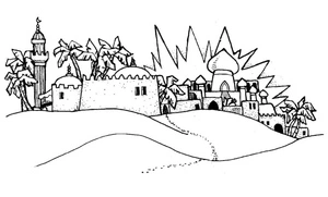 Página para Colorir Uma Cidade Israelense Deslumbrante