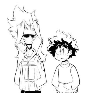 All Might e Deku lado a lado, página de colorir detalhada My Hero Academia, para imprimir grátis