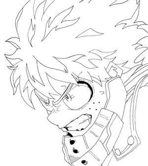 Izuku Midoriya furioso, detalhado Izuku Midoriya (Deku) coloring page, free printable
