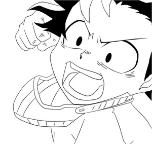 Izuku Midoriya furioso, fácil página para colorir de Izuku Midoriya, imprimível grátis
