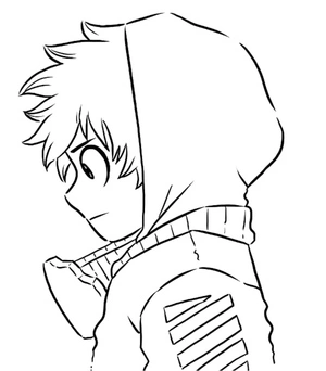 Deku olhando para a esquerda, fácil My Hero Academia coloring page, free printable