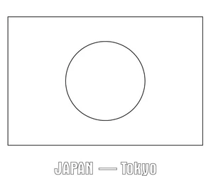 Página para Colorir Imagem da bandeira japonesa disponível gratuitamente
