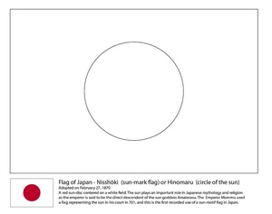 Página para Colorir Esboço do Modelo da Bandeira Japonesa