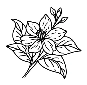Página para Colorir Página para Colorir Flor de Jasmim para Imprimir