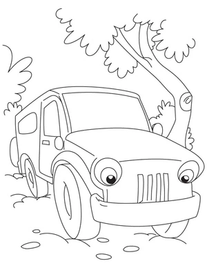Página para Colorir Página para Colorir de Jipe de Desenho Animado