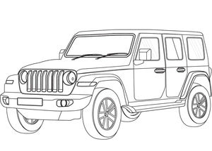 Página para Colorir Ilustração de um Jeep