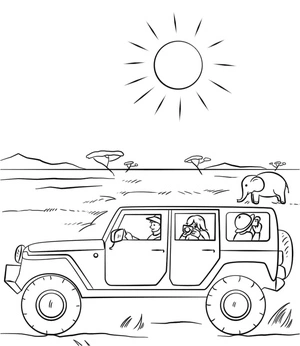 Página para Colorir Dirigindo Jeep