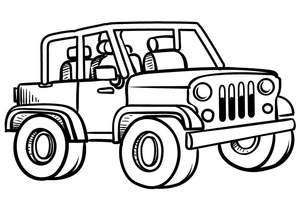 Página para Colorir Jeep Infantil