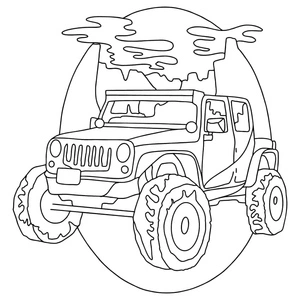 Página para Colorir Imagem para Imprimir de Carro Jeep