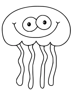 Página para Colorir Uma Água-viva Feliz