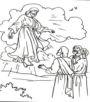 Página para Colorir Ascensão de Jesus História Bíblica