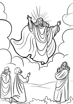 Página para Colorir Página para Colorir Ascensão de Jesus - Impressão Grátis