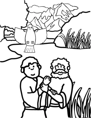 Página para Colorir Página para Colorir do Batismo de Jesus - Download Grátis