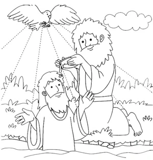 Página para Colorir Batismo de Jesus