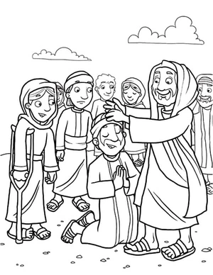 Página para Colorir Cura com Jesus