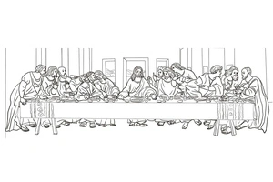 Página para Colorir Imagem da Última Ceia com Jesus