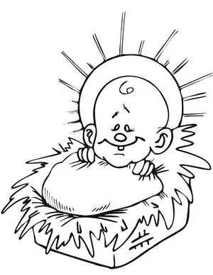 Página para Colorir Menino Jesus no Berço