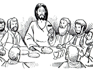 Jesus e a Última Ceia - Página para Colorir