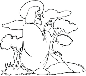 Página para Colorir Jesus em Oração