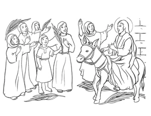 Página para Colorir Página para Colorir Bíblica Jesus Entra em Jerusalém