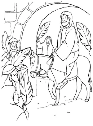 Página para Colorir Página para Colorir Jesus Entra em Jerusalém