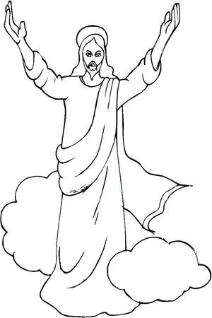Página para Colorir Jesus no Céu - Jesus nas Alturas
