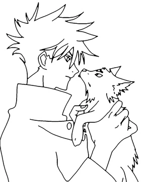 Página para Colorir Megumi Fushiguro de Jujutsu Kaisen