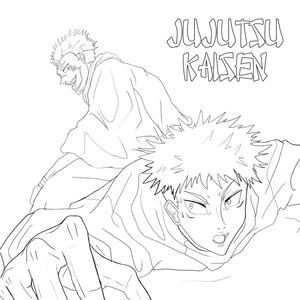 Página para Colorir Sukuna e Yuji Itadori