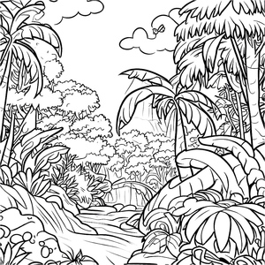 Página para Colorir da Selva para Imprimir