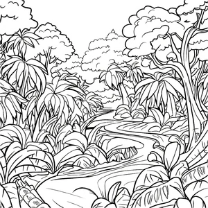 Página para Colorir Rio para Imprimir na Selva