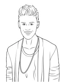 Página para Colorir Rosto Sorridente do Justin Bieber