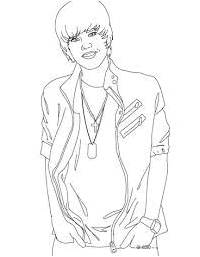 Página para Colorir Justin Bieber Sorridente