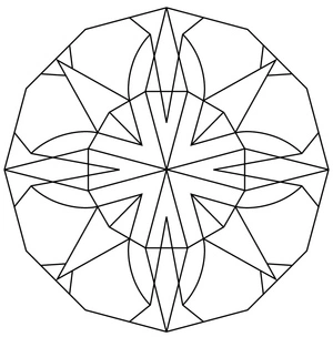 Desenho simples de caleidoscópio, fácil página de colorir de caleidoscópio, imprimível grátis