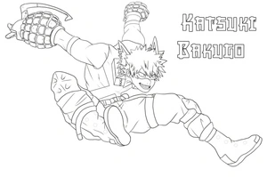 Página para Colorir Katsuki Bakugo em Ação