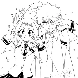 Página para Colorir Uraraka e Bakugo