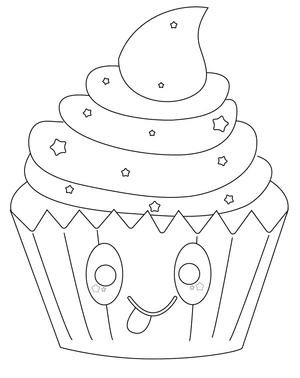 Página para Colorir Página para Colorir de Cupcake Fofo para Imprimir