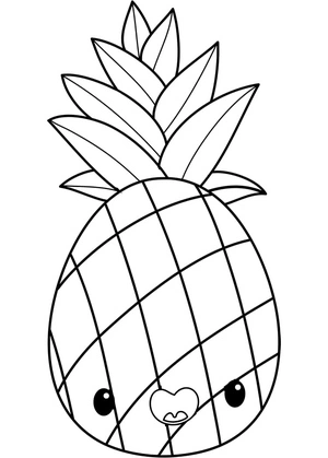 Página para Colorir Página para Colorir Abacaxi Fofo