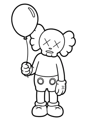 Página para Colorir Kaws Segurando um Balão