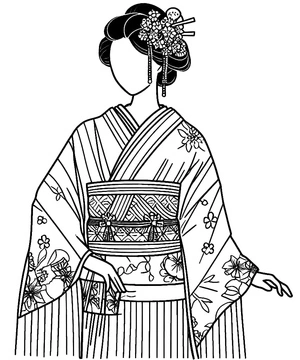 Página para Colorir Robe Japonês Exquisito
