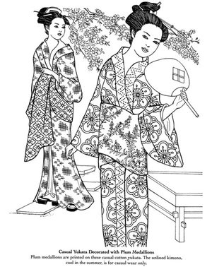 Página para Colorir Imagem de um Kimono