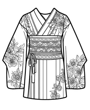Página para Colorir Página para Colorir com Trajes Japoneses