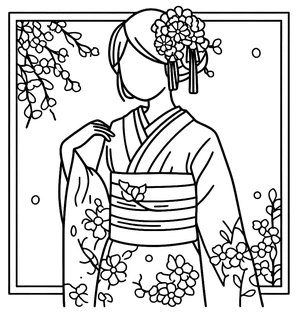 Página para Colorir Página para Colorir de Kimono