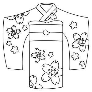 Página para Colorir Kimono do Japão