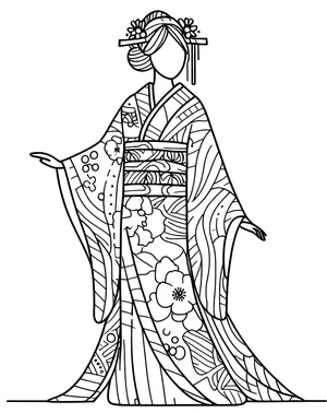 Página para Colorir Kimono Simplificado